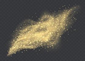 Golden dust cloud with sparkles isolated on transparent background. Stardust sparkling background. vector