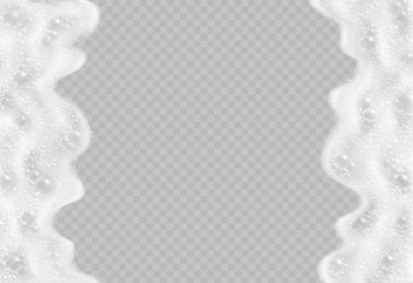 Soap foam with bubbles top view isolated on transparent background.