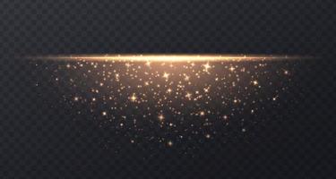 Line with stars and sparkles isolated on transparent background. vector