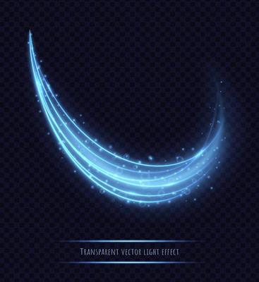 Magic blue light trail effect isolated on transparent background.