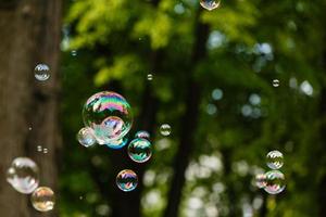 Soap bubbles, natural background photo