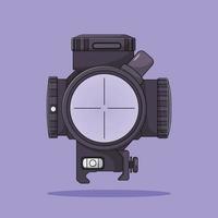Tactical Scope Vector Icon Illustration. Rifle Attachment Tool. Binocular. Flat Cartoon Style Suitable for Web, Landing Page, Banner, Flyer, Sticker, Wallpaper, Background, Mobile App, UI