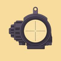 Tactical Scope Vector Icon Illustration. Rifle Attachment Tool. Binocular. Flat Cartoon Style Suitable for Web, Landing Page, Banner, Flyer, Sticker, Wallpaper, Background, Mobile App, UI