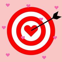 Red Target with heart in the middle. Arrow shoot in the middle of target with heart symbol vector