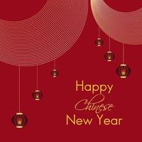 Happy Chinese New Year, Lanterns on red color background. Asian elements on the red background. vector