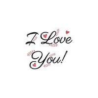 Beautiful lettering I love you with vegetation, flowers and branches on isolated white background for valentine's day. Vector