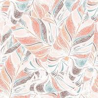 Tropical araceae leaf seamless pattern. Jungle leaves background. Repeated hand drawn design texture for printing, fabric, wrapping paper, fashion, interior, wallpaper, tissue. Vector illustration.