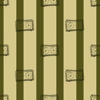 Chess clock engraved seamless pattern. Retro watch for chess game in hand drawn style. Sketch texture for fabric, wallpaper, textile, print, title, wrapping paper. Vector illustration.