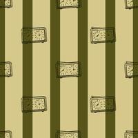 Chess clock engraved seamless pattern. Retro watch for chess game in hand drawn style. Sketch texture for fabric, wallpaper, textile, print, title, wrapping paper. Vector illustration.