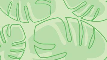 fondo de banner de patrón de hojas de línea simple en plantilla de monstera verde vector