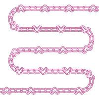 Vector isolated chain with heart link element Linear madenta shape islated on white background. 90s emo decor element