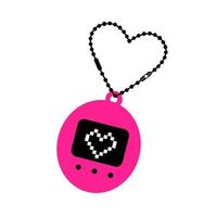 Y2k glamour pink and black clipart of old pocket game device. 2000s pink emo retro tamagotchi, childhood nostalgia. Vectorsimple illustration EPS 10. Vintage Valentines day card. vector