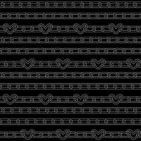 Seamless Pattern of chains with cute hearts links for y2k emo decoration, print, textile, fabric, stationery, greeting cards. Linear gohic vector illustration.