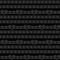 Seamless Pattern of chains with cute hearts links for y2k emo decoration, print, textile, fabric, stationery, greeting cards. Linear gohic vector illustration.