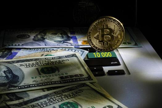 Computer keyboard with bitcoin buttons buy sell graphite photo