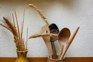 wooden spoons and spikelets photo