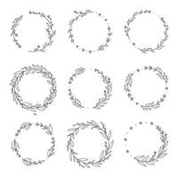 Floral wreath collection, hand drawn vector