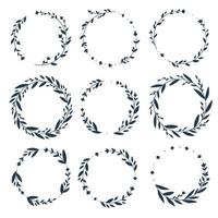 Floral wreath collection, hand drawn vector