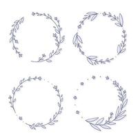 Floral wreath collection, hand drawn vector