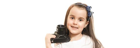 Little girl making video or photo