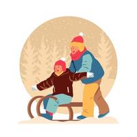 Kids Playing in the Snow vector