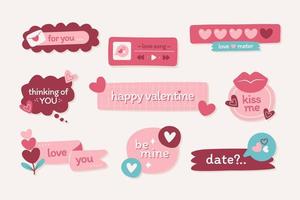 Happy Valentine's Day Kawaii Cute Label Stickers vector