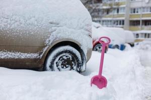 Car stuck in snow photo