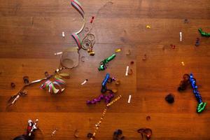 Colorful confetti on the floor photo