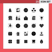 Set of 25 Modern UI Icons Symbols Signs for ball network leaf connection database Editable Vector Design Elements