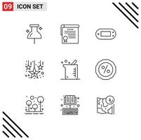 Pictogram Set of 9 Simple Outlines of chemistry biochemistry games bigger decoration Editable Vector Design Elements