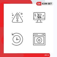 4 Thematic Vector Filledline Flat Colors and Editable Symbols of error stop monitor backup ux Editable Vector Design Elements