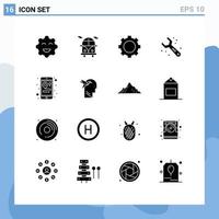 Pictogram Set of 16 Simple Solid Glyphs of imagination form maps set location tools Editable Vector Design Elements