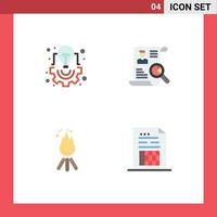 Stock Vector Icon Pack of 4 Line Signs and Symbols for bulb search light portfolio flame Editable Vector Design Elements