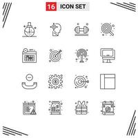 Outline Pack of 16 Universal Symbols of kid child head baby gym Editable Vector Design Elements