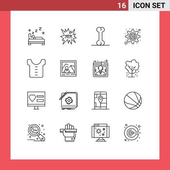 Modern Set of 16 Outlines Pictograph of picture clothes bone baby css Editable Vector Design Elements