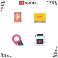 4 Flat Icon concept for Websites Mobile and Apps book building declaration education care Editable Vector Design Elements