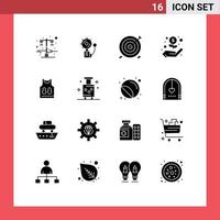 Modern Set of 16 Solid Glyphs Pictograph of shirt dollar intruder hand financial Editable Vector Design Elements