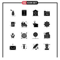 Group of 16 Solid Glyphs Signs and Symbols for bill file delivery user stock Editable Vector Design Elements