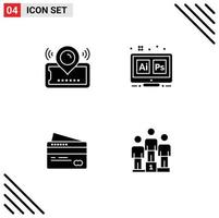 Pictogram Set of Simple Solid Glyphs of map ai ticket hex credit Editable Vector Design Elements