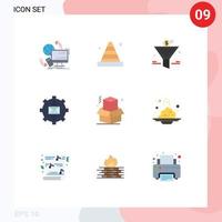Mobile Interface Flat Color Set of 9 Pictograms of help contact road communication percent gain Editable Vector Design Elements