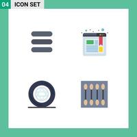 Pictogram Set of 4 Simple Flat Icons of list star bookmark circle cosmetics Editable Vector Design Elements