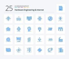 Hardware Engineering And Internet 25 Blue Color icon pack including microchip. chip. of. server. data vector