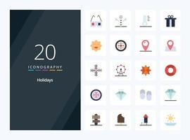 20 Holidays Flat Color icon for presentation vector