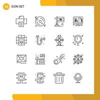 16 Creative Icons Modern Signs and Symbols of professional light flag illumination management Editable Vector Design Elements