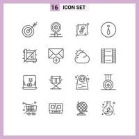 Set of 16 Vector Outlines on Grid for crop info property circle orientation Editable Vector Design Elements