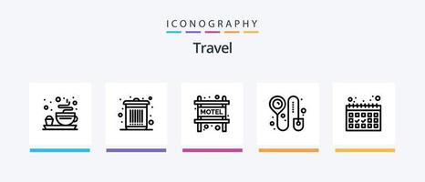 Travel Line 5 Icon Pack Including place. distance. seo. mall. mall. Creative Icons Design vector