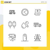 Set of 9 Modern UI Icons Symbols Signs for fried dog user corn identity Editable Vector Design Elements