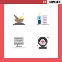 User Interface Pack of 4 Basic Flat Icons of aromatic computer spa graph marketing Editable Vector Design Elements