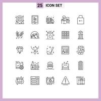 Line Pack of 25 Universal Symbols of table office cell desk web server Editable Vector Design Elements