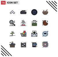 Universal Icon Symbols Group of 16 Modern Flat Color Filled Lines of search key human parade instrument Editable Creative Vector Design Elements